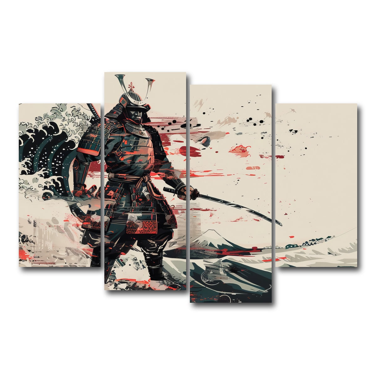 AUTO-MOCKUP WHITE | Samurai Warrior | 4 Piece | Gallery Wrap Canvas | group=4_short