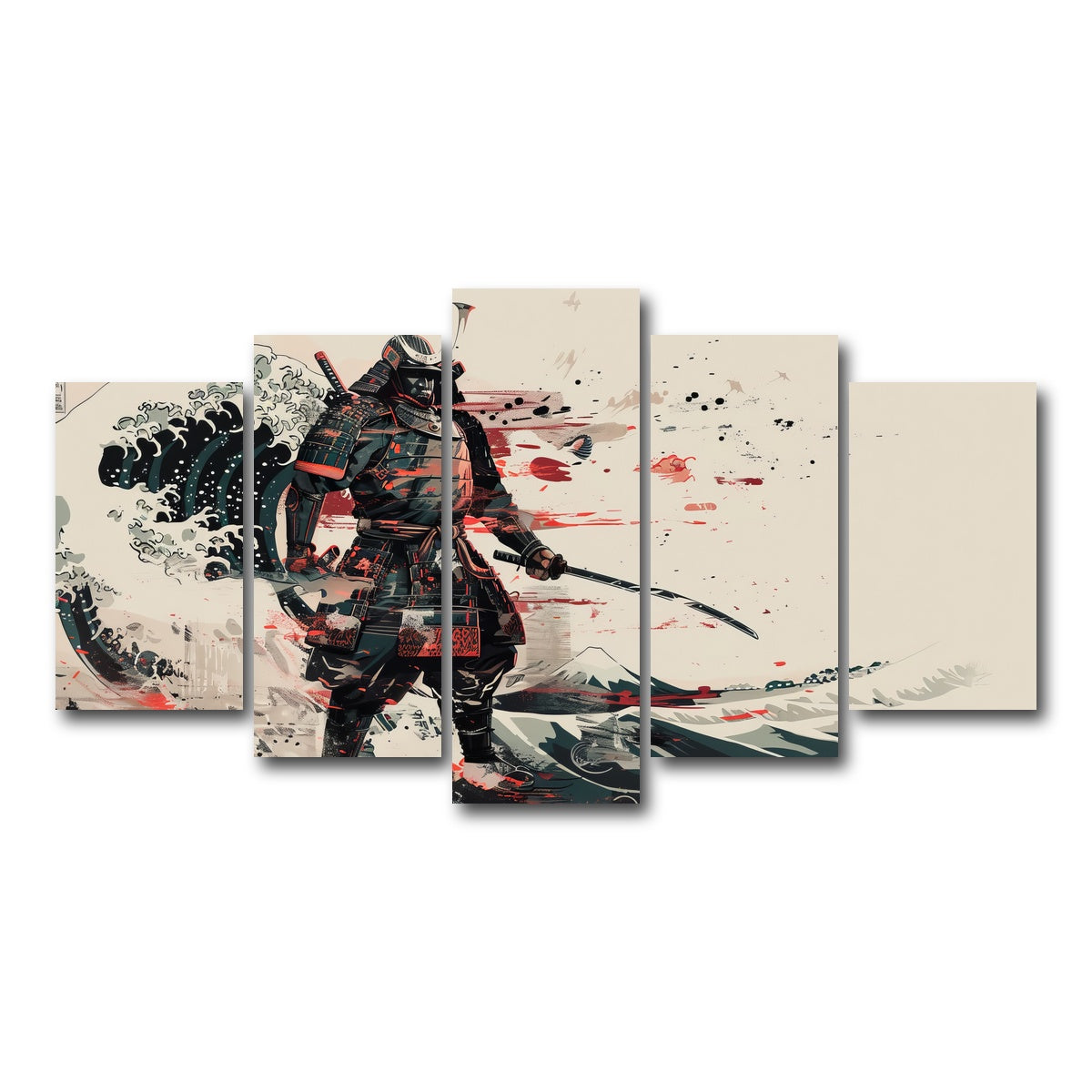 AUTO-MOCKUP WHITE | Samurai Warrior | 5 Piece | Gallery Wrap Canvas | group=5_normal