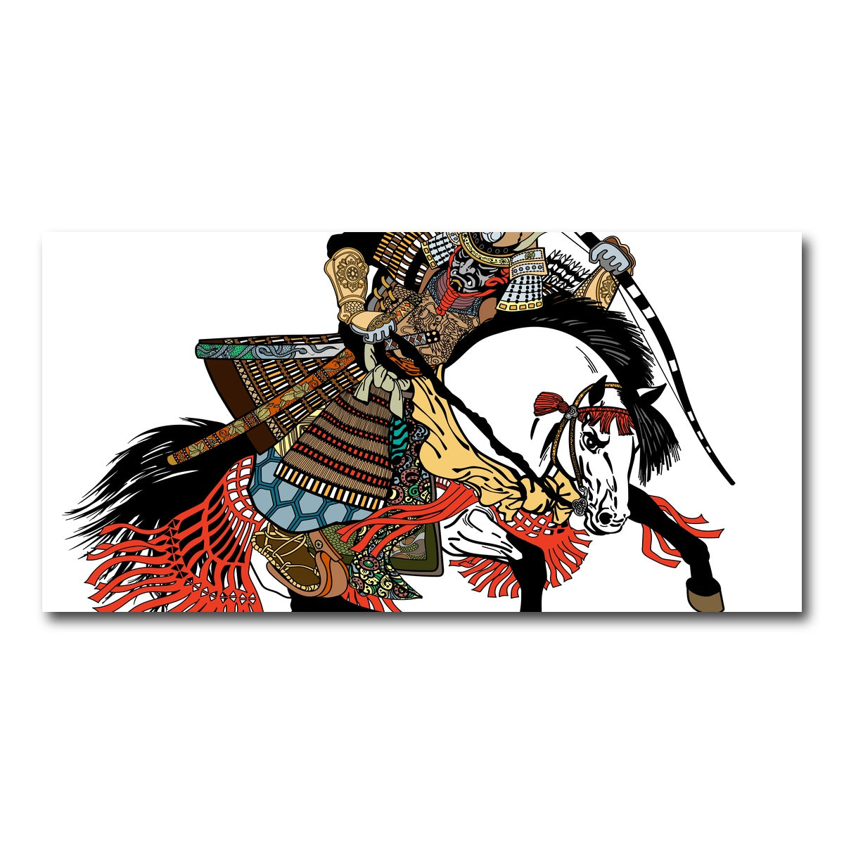 AUTO-MOCKUP WHITE | Samurai archer wearing war mask | 1 Piece | Gallery Wrap Canvas | group=2x1