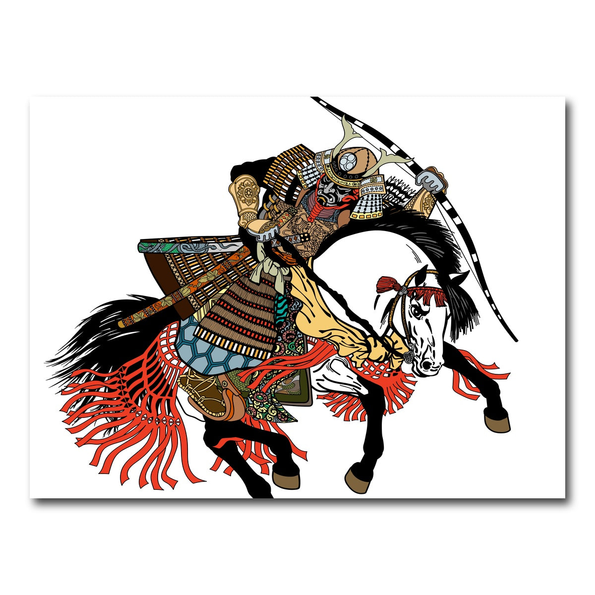 AUTO-MOCKUP WHITE | Samurai archer wearing war mask | 1 Piece | Gallery Wrap Canvas | group=4x3