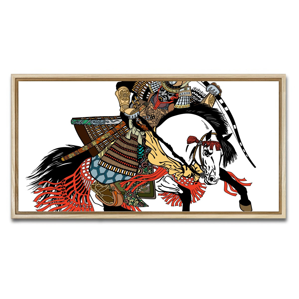 AUTO-MOCKUP WHITE | Samurai archer wearing war mask | 1 Piece | Natural Framed Canvas | group=2x1