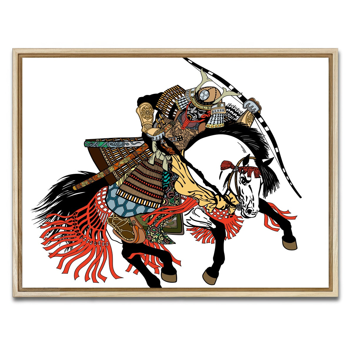 AUTO-MOCKUP WHITE | Samurai archer wearing war mask | 1 Piece | Natural Framed Canvas | group=4x3