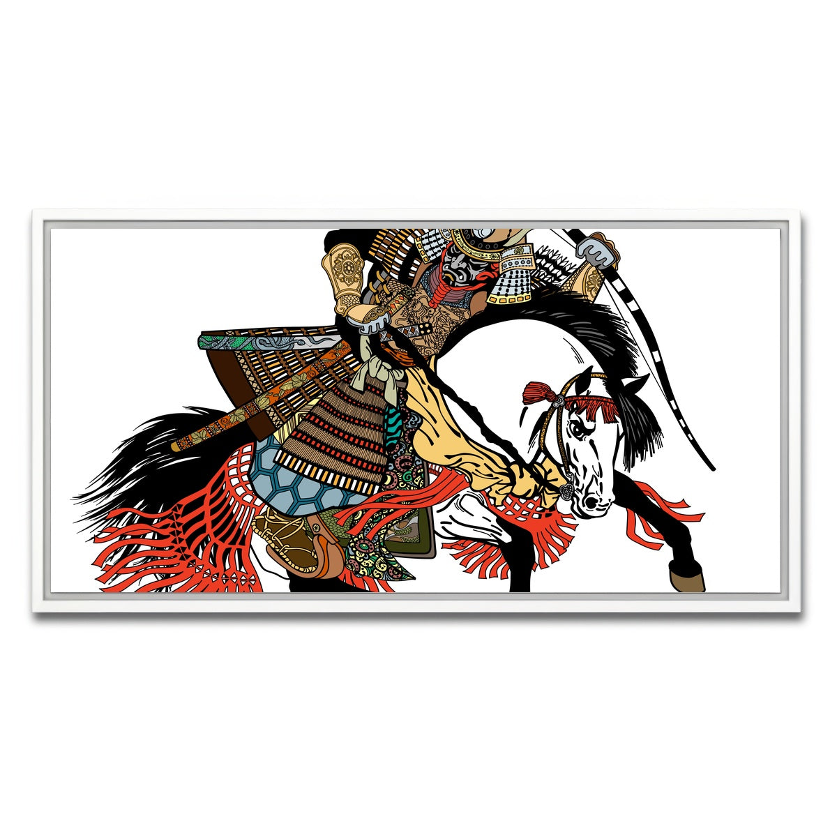 AUTO-MOCKUP WHITE | Samurai archer wearing war mask | 1 Piece | White Framed Canvas | group=2x1