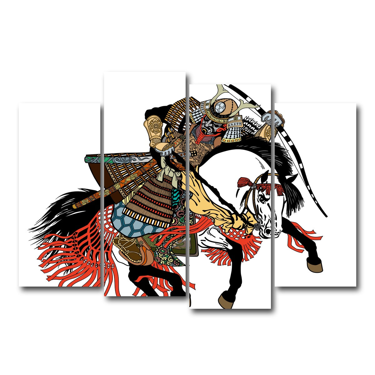 AUTO-MOCKUP WHITE | Samurai archer wearing war mask | 4 Piece | Gallery Wrap Canvas | group=4_normal