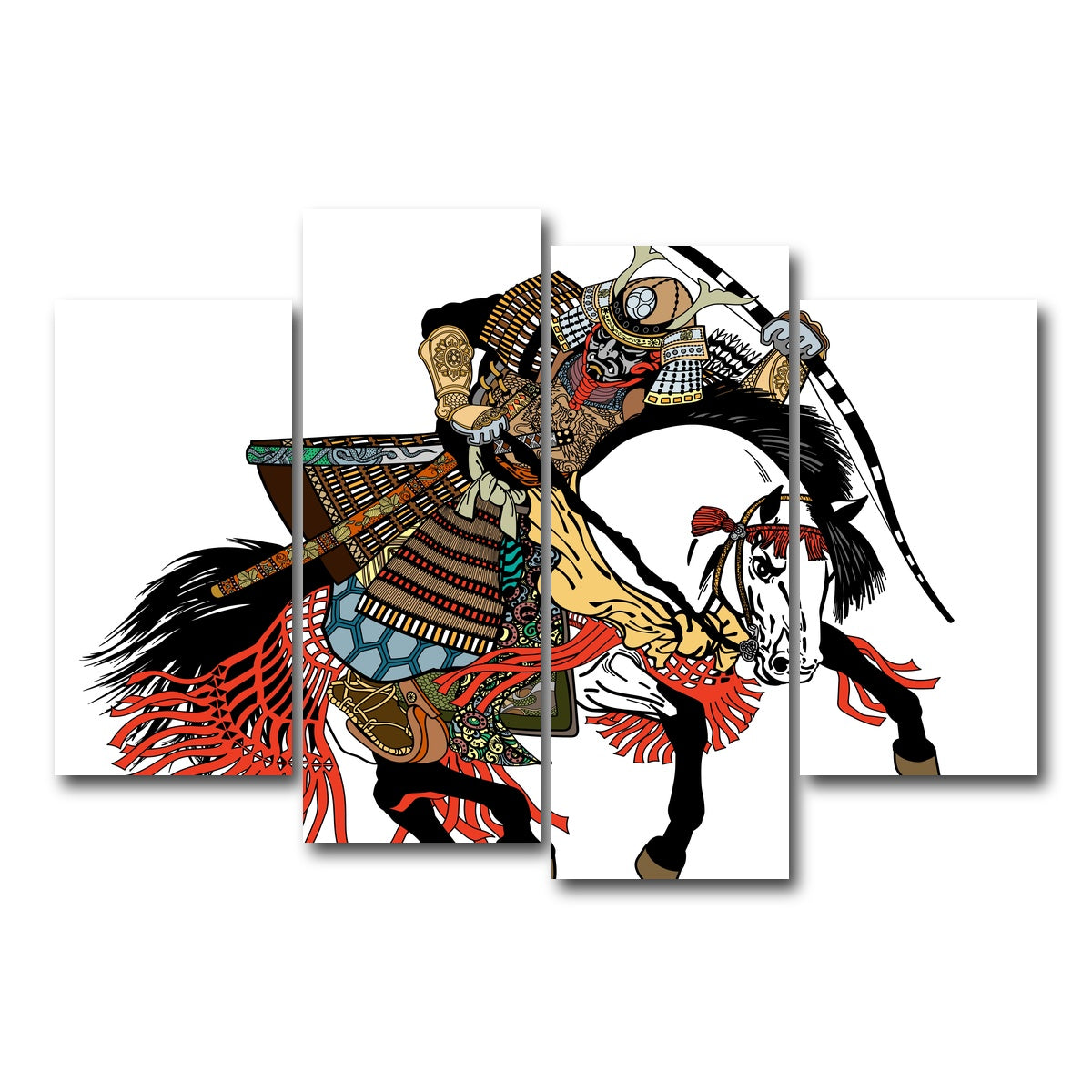 AUTO-MOCKUP WHITE | Samurai archer wearing war mask | 4 Piece | Gallery Wrap Canvas | group=4_short