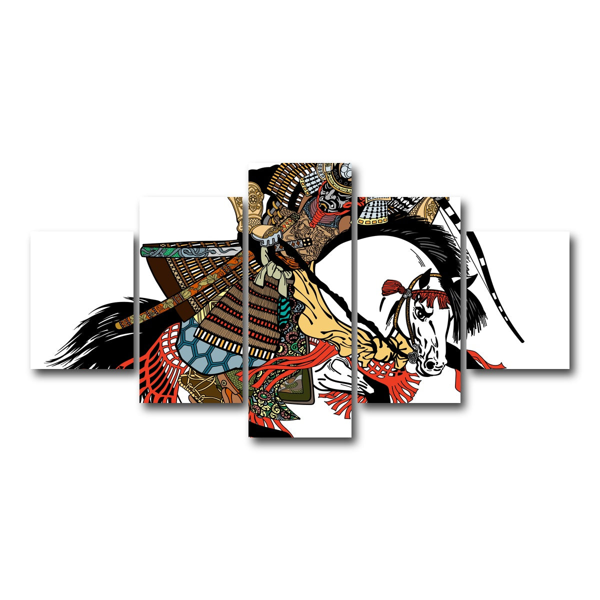 AUTO-MOCKUP WHITE | Samurai archer wearing war mask | 5 Piece | Gallery Wrap Canvas | group=5_short