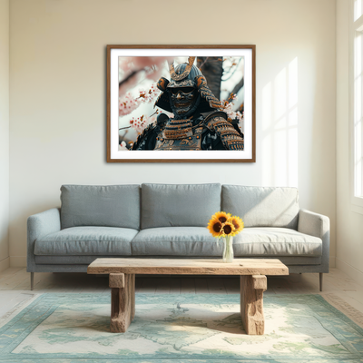 AUTO-MOCKUP ROOM | Samurai Armor with Cherry Blossoms Wall Art