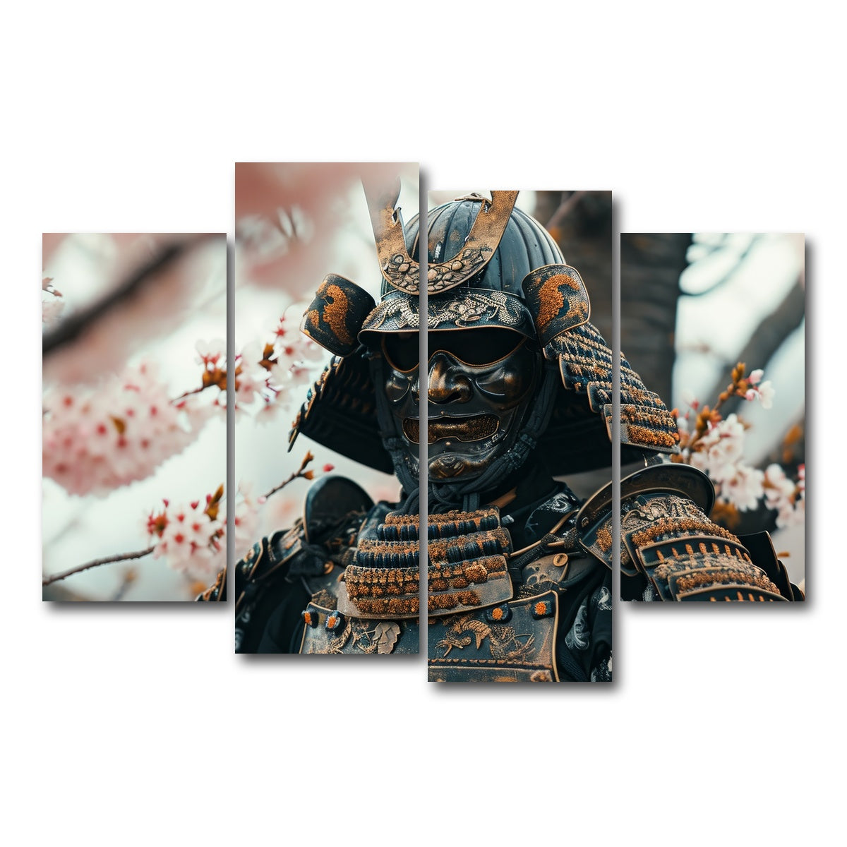 AUTO-MOCKUP WHITE | Samurai armor with cherry blossoms | 4 Piece | Gallery Wrap Canvas | group=4_short
