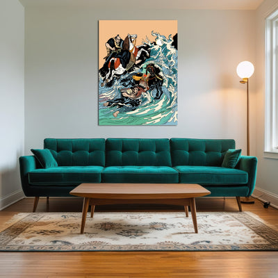 AUTO-MOCKUP ROOM | Samurai horsemen crossing a stormy sea