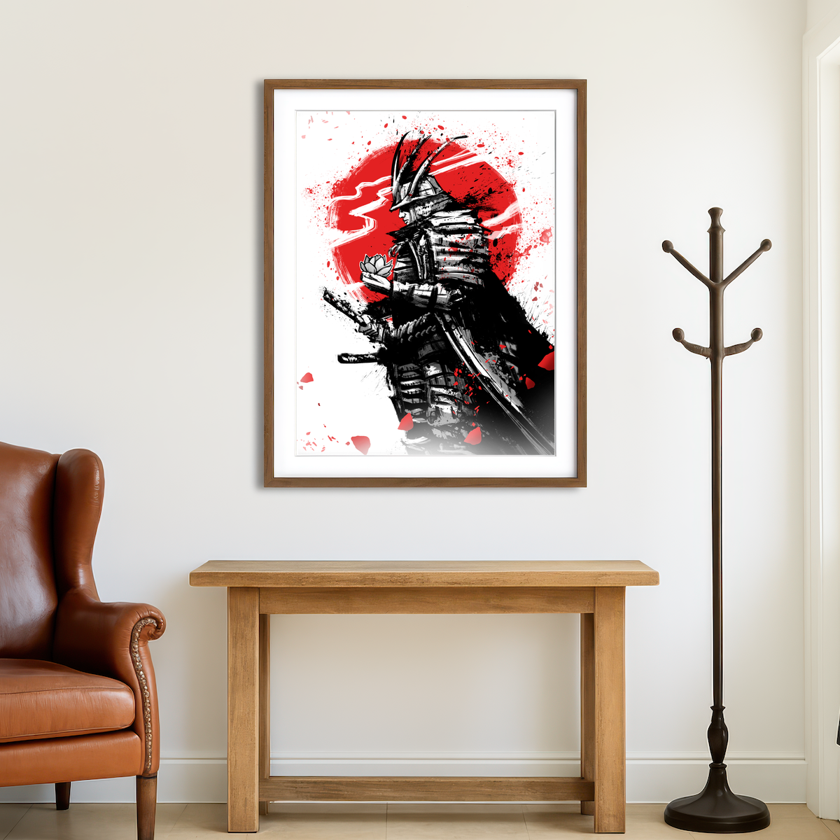 AUTO-MOCKUP ROOM | Samurai in Armor and Helmet Wall Art