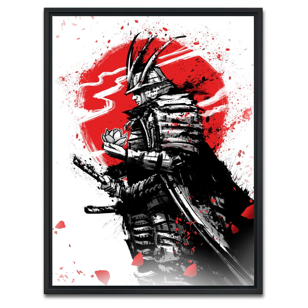 AUTO-MOCKUP WHITE | Samurai in armor and helmet | 1 Piece | Black Framed Canvas | group=3x4