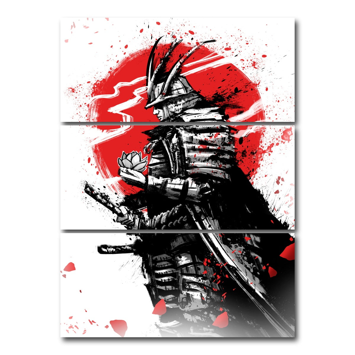 AUTO-MOCKUP WHITE | Samurai in armor and helmet | 3 Piece | Gallery Wrap Canvas | group=8x18_stacked