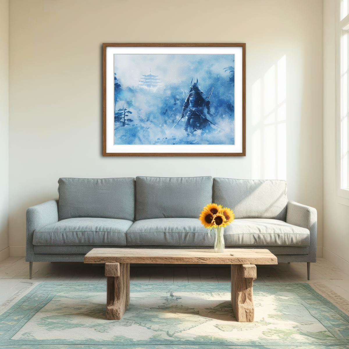 AUTO-MOCKUP ROOM | Samurai Misty Winter Forest Wall Art