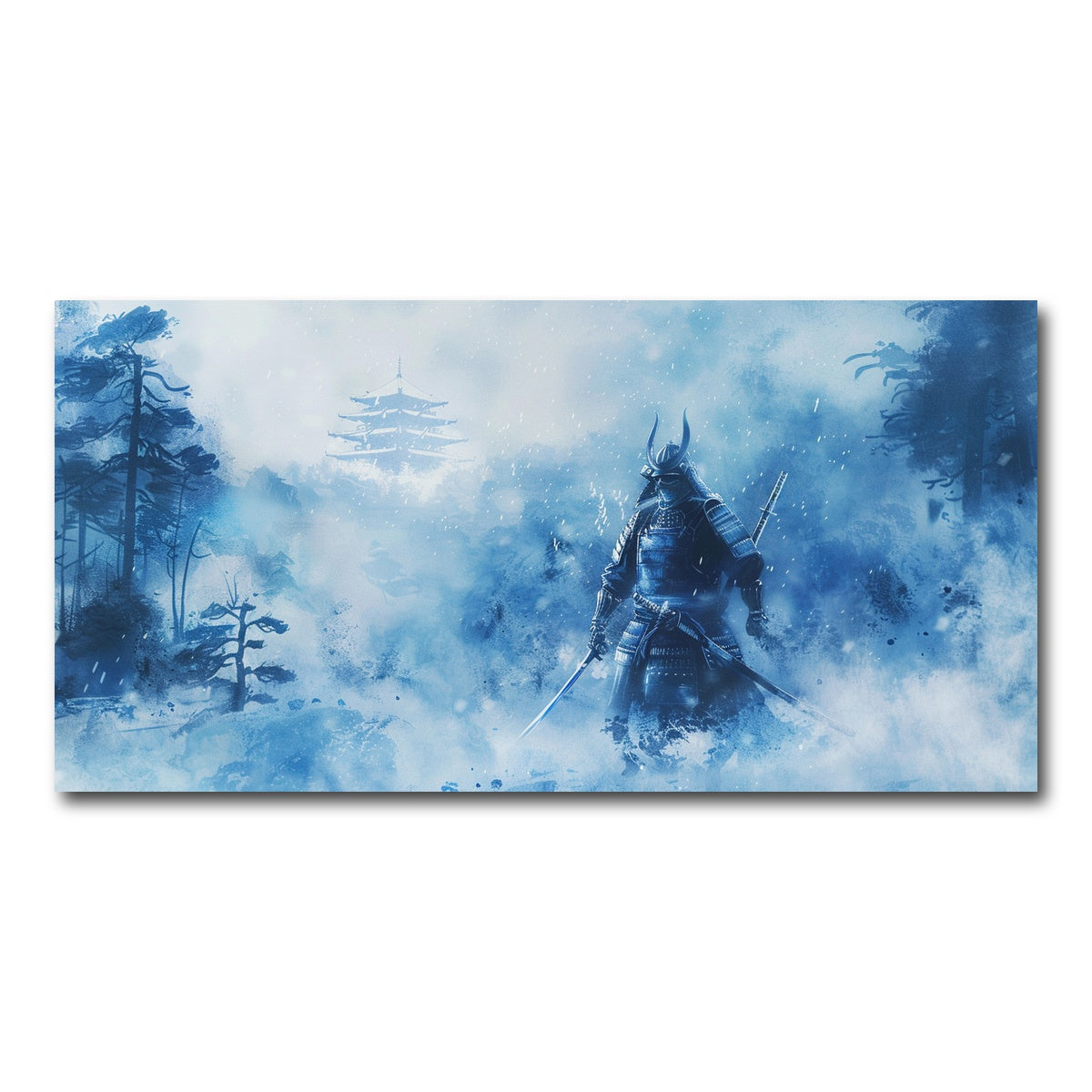 AUTO-MOCKUP WHITE | Samurai misty winter forest | 1 Piece | Gallery Wrap Canvas | group=2x1