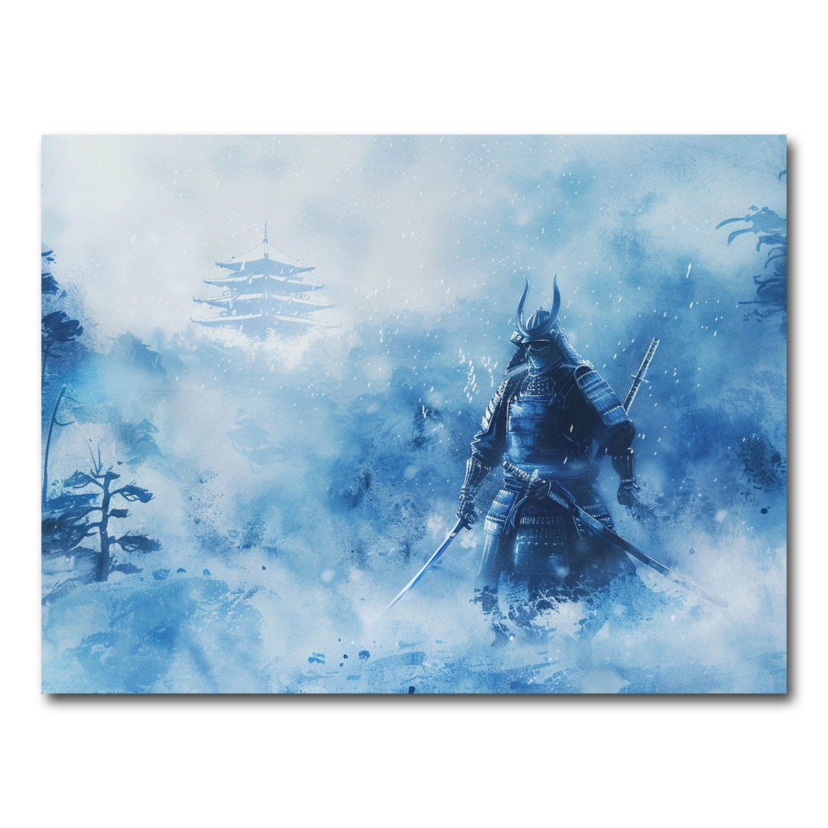 AUTO-MOCKUP WHITE | Samurai misty winter forest | 1 Piece | Gallery Wrap Canvas | group=4x3