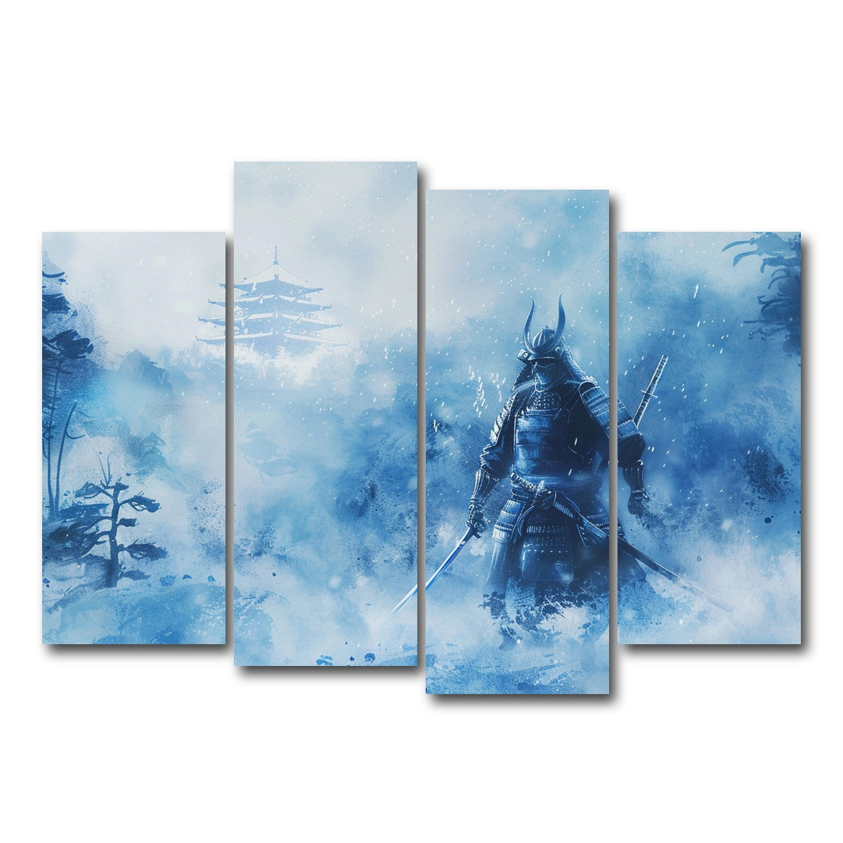 AUTO-MOCKUP WHITE | Samurai misty winter forest | 4 Piece | Gallery Wrap Canvas | group=4_normal