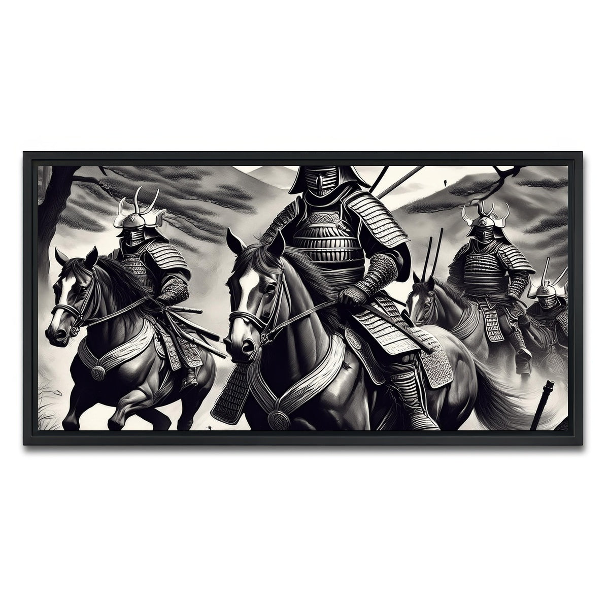 AUTO-MOCKUP WHITE | Samurai's Riding Horses | 1 Piece | Black Framed Canvas | group=2x1