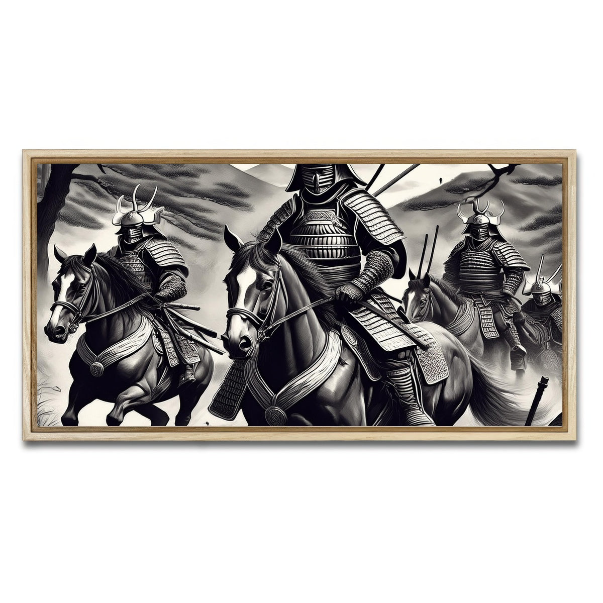 AUTO-MOCKUP WHITE | Samurai's Riding Horses | 1 Piece | Natural Framed Canvas | group=2x1