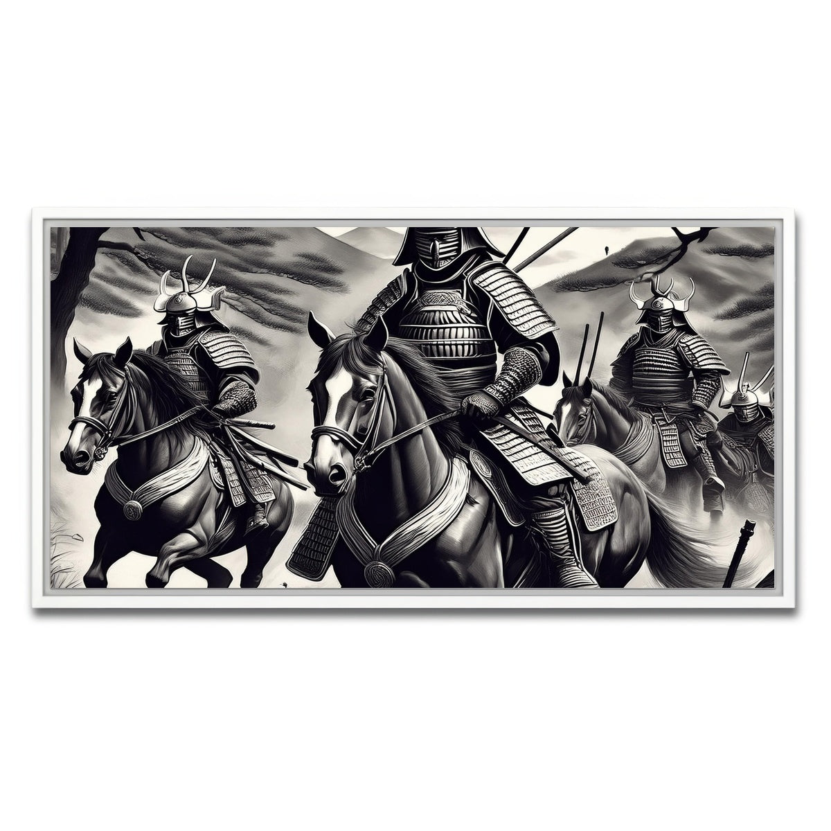 AUTO-MOCKUP WHITE | Samurai's Riding Horses | 1 Piece | White Framed Canvas | group=2x1