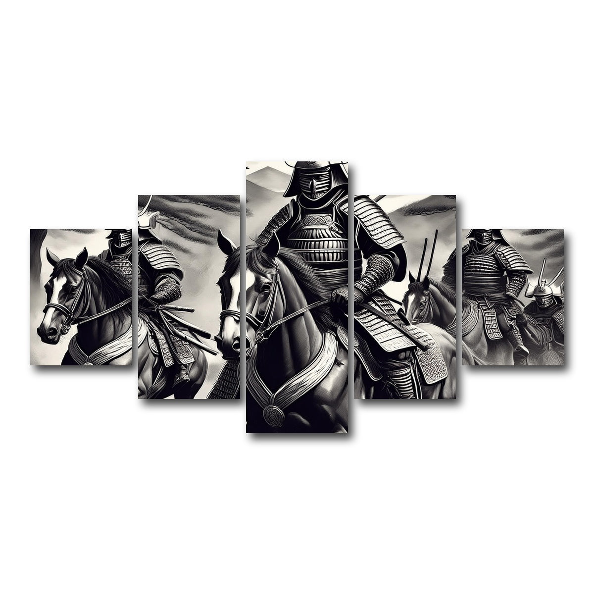 AUTO-MOCKUP WHITE | Samurai's Riding Horses | 5 Piece | Gallery Wrap Canvas | group=5_short