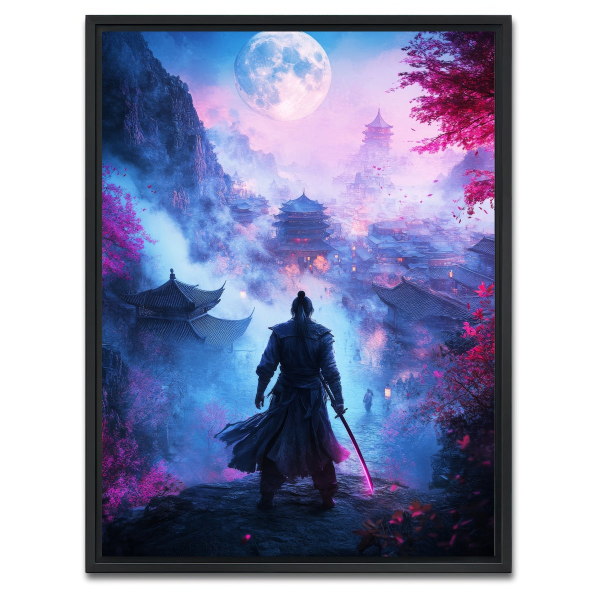 AUTO-MOCKUP WHITE | Samurai warrior after battle | 1 Piece | Black Framed Canvas | group=3x4