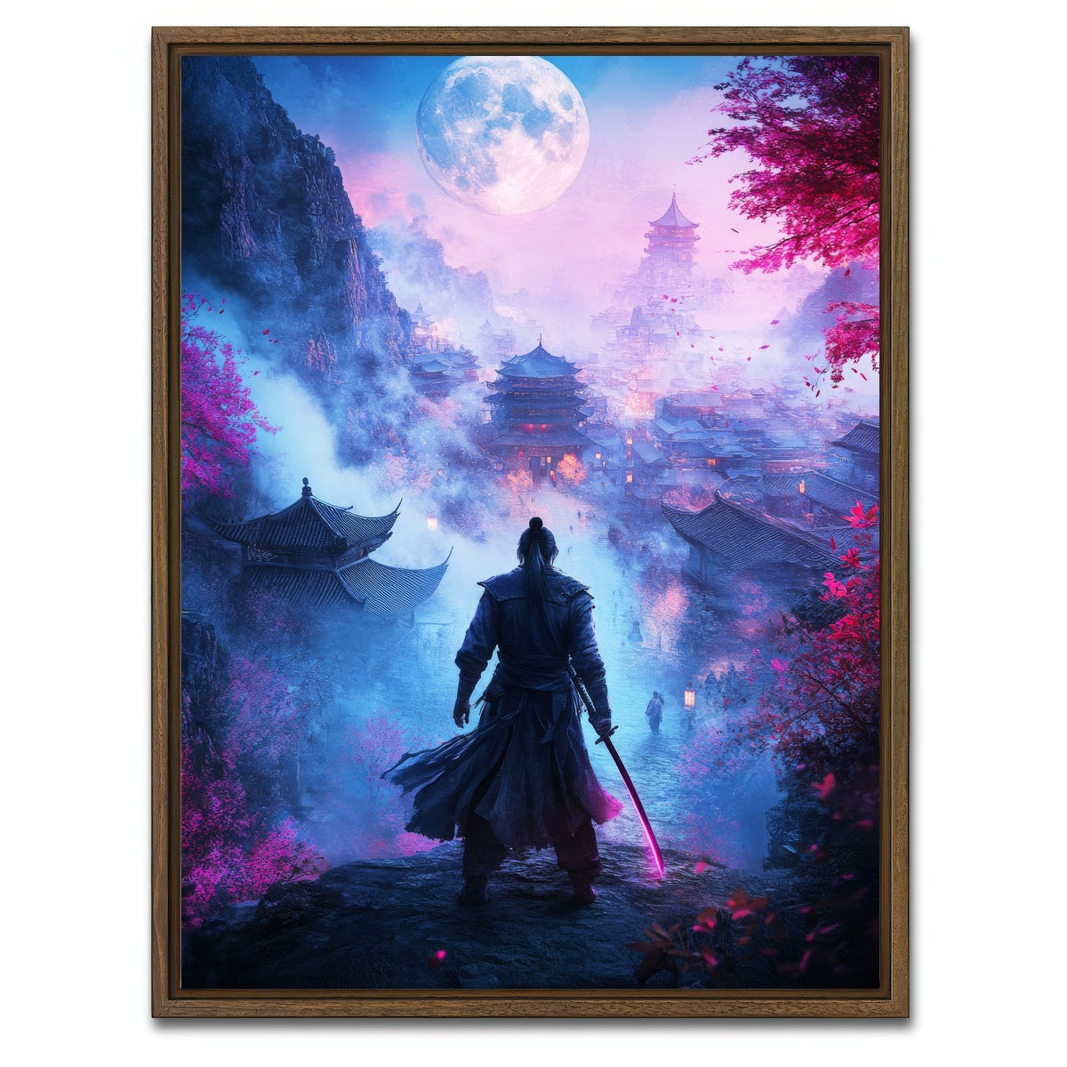 AUTO-MOCKUP WHITE | Samurai warrior after battle | 1 Piece | Walnut Framed Canvas | group=3x4