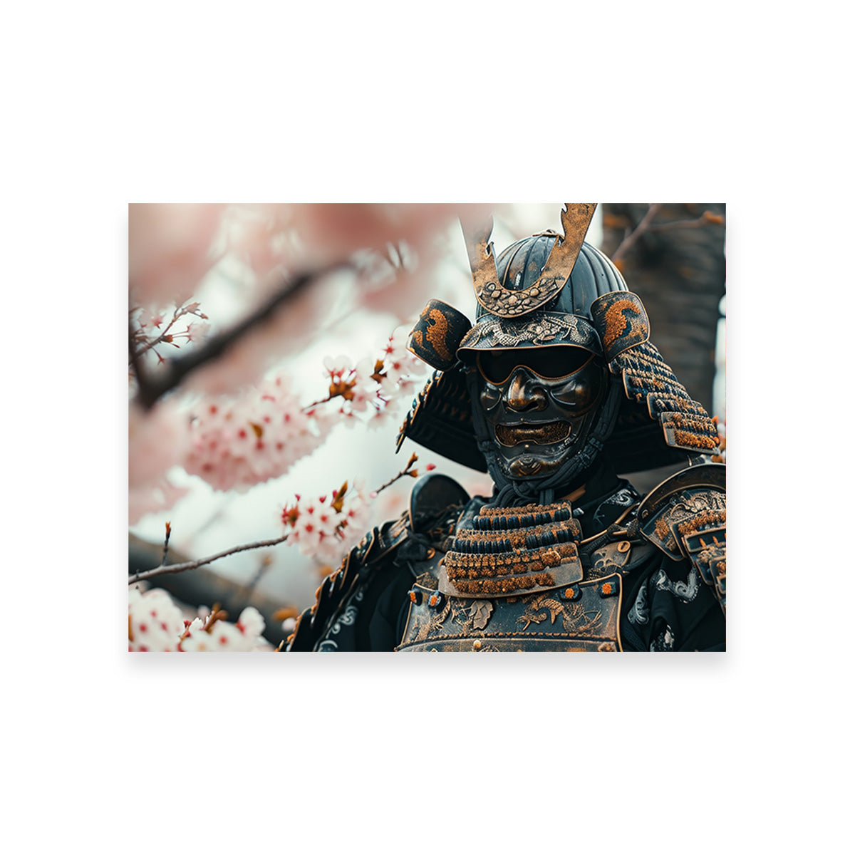 Samurai Armor with Cherry Blossoms Wall Art