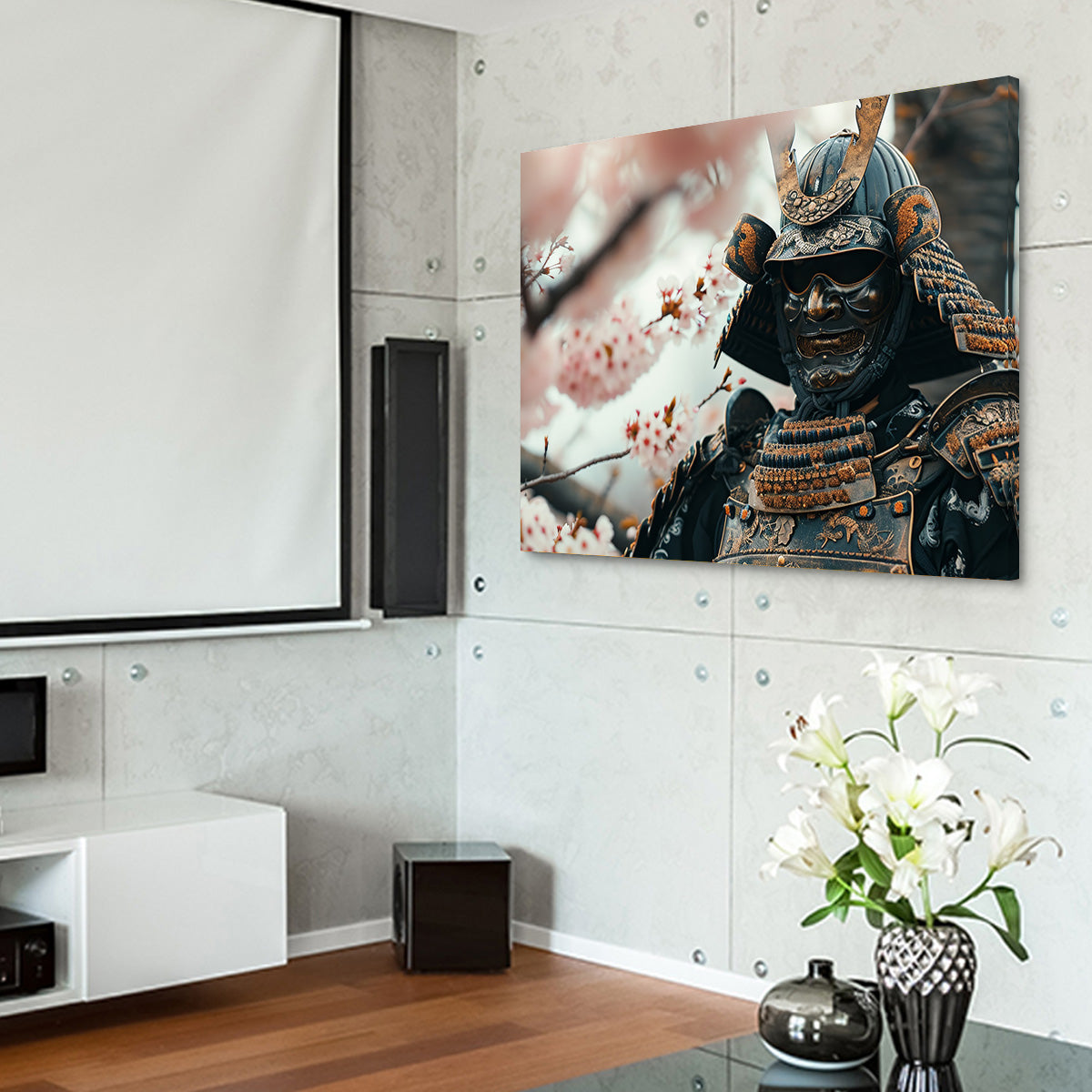 Samurai Armor with Cherry Blossoms Wall Art