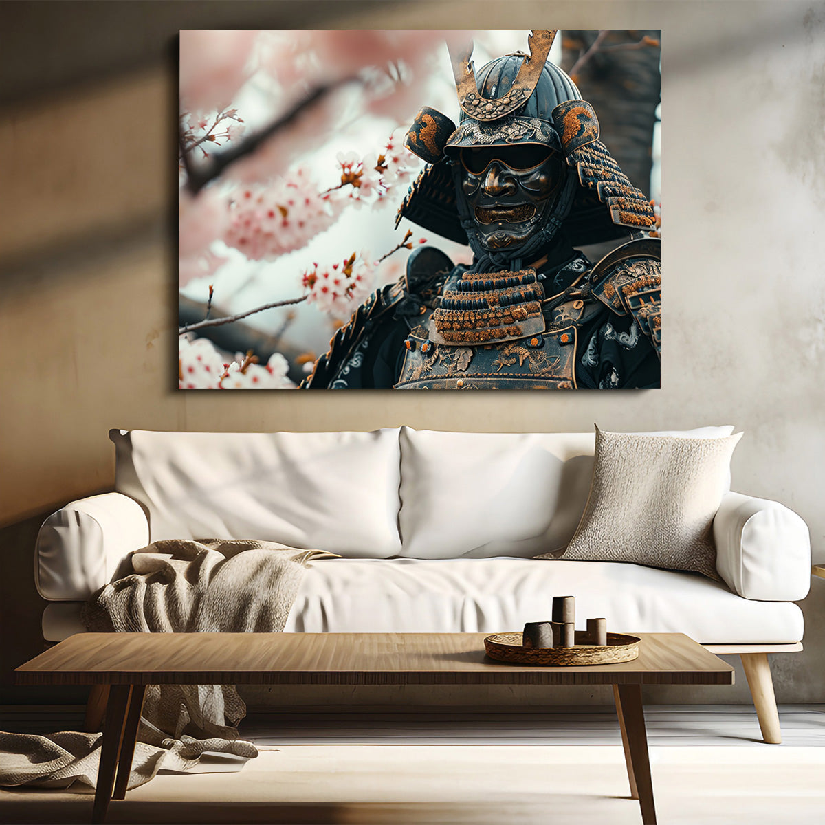 Samurai Armor with Cherry Blossoms Wall Art