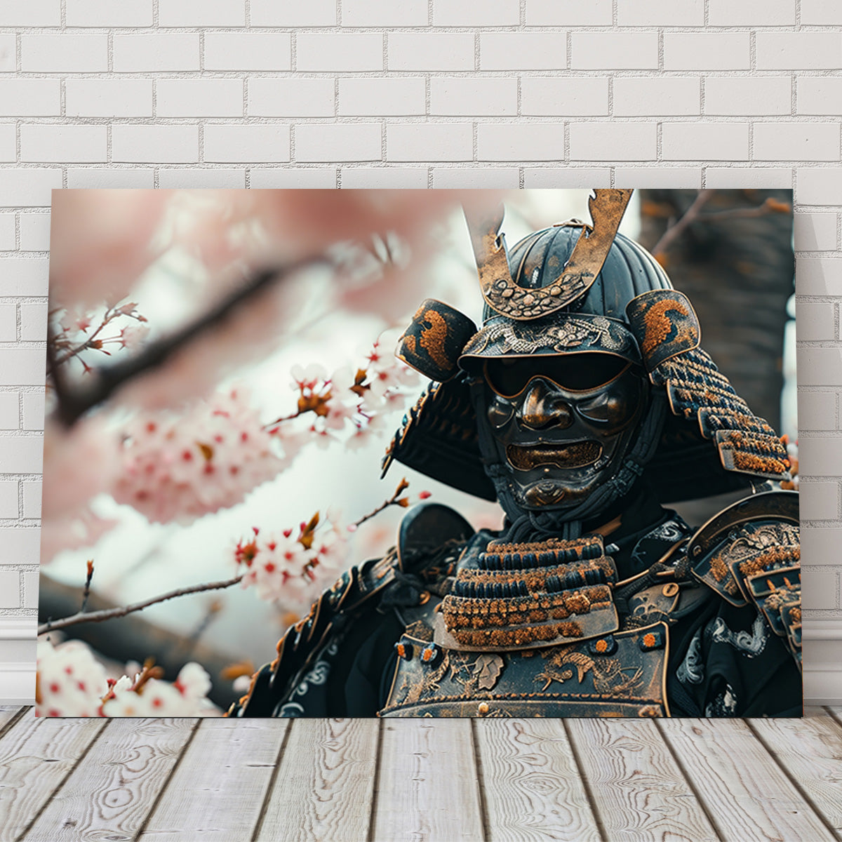 Samurai Armor with Cherry Blossoms Wall Art