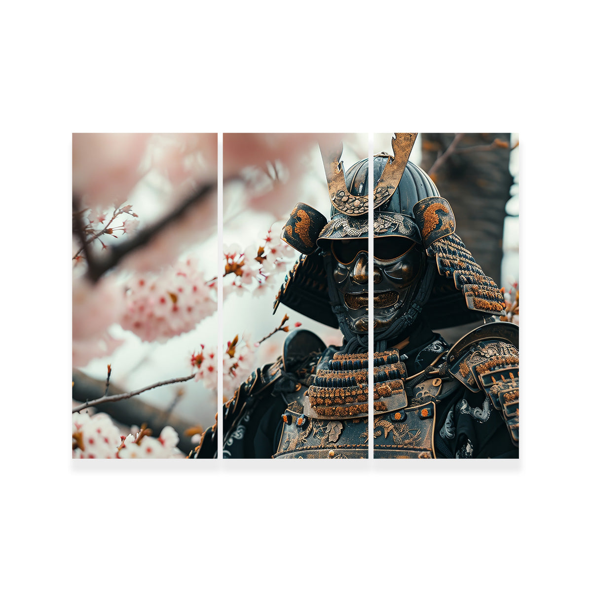 Samurai Armor with Cherry Blossoms Wall Art