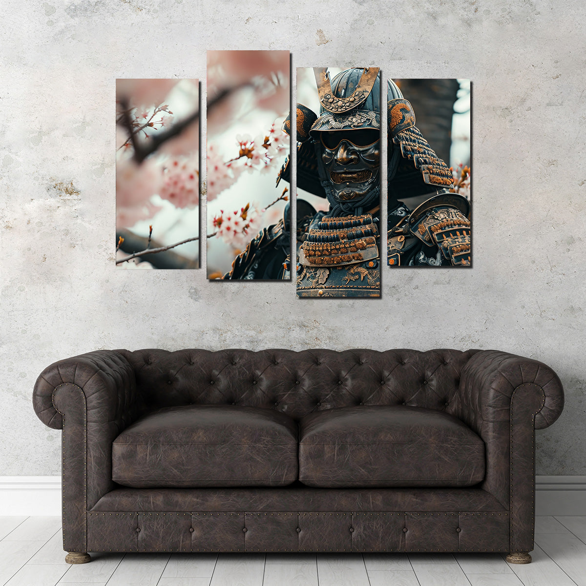 Samurai Armor with Cherry Blossoms Wall Art