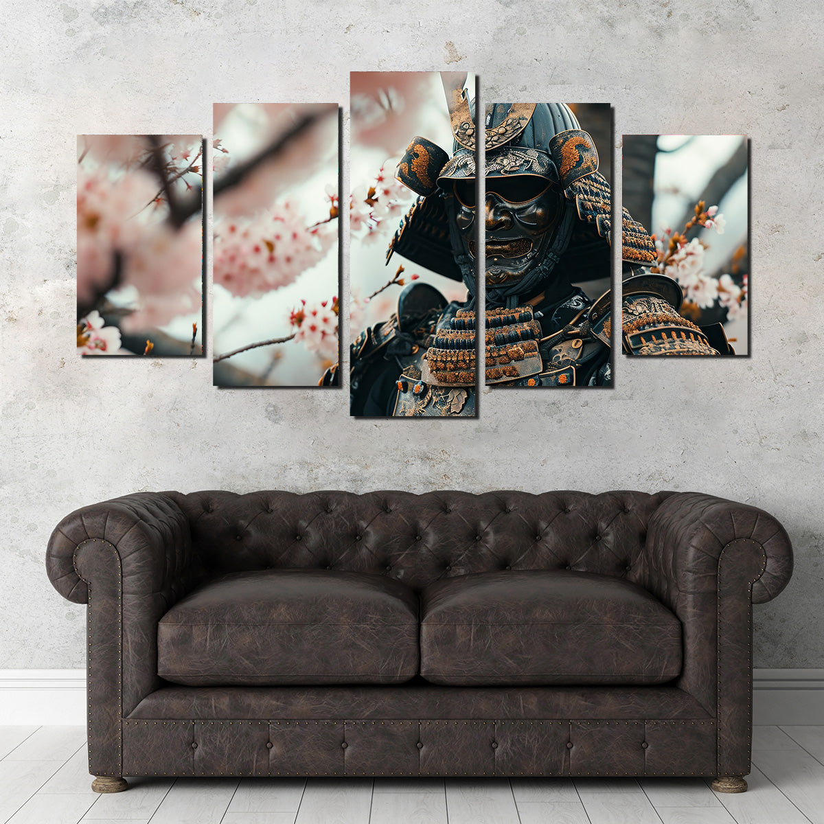 Samurai Armor with Cherry Blossoms Wall Art