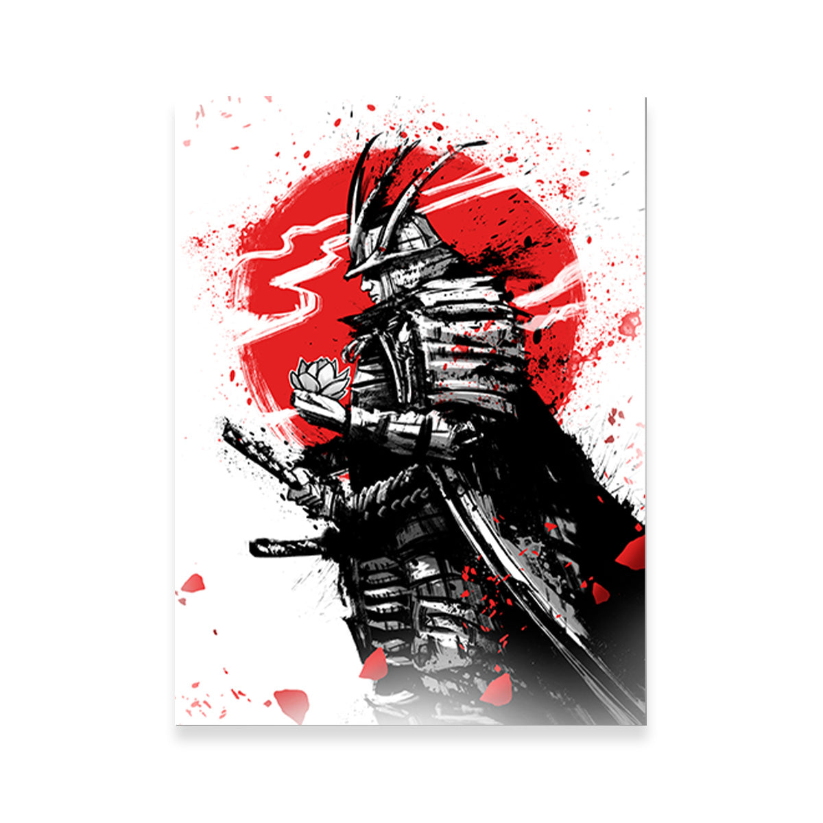 Samurai in Armor and Helmet Wall Art