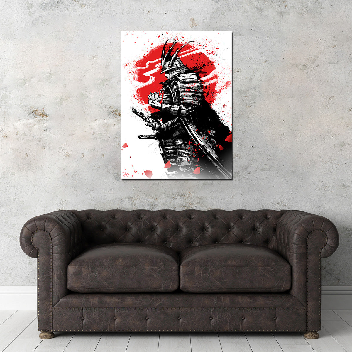 Samurai in Armor and Helmet Wall Art