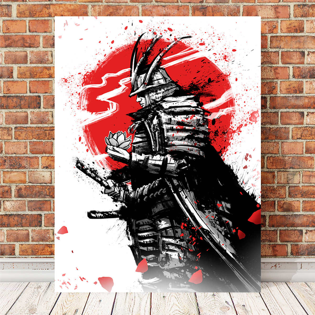 Samurai in Armor and Helmet Wall Art