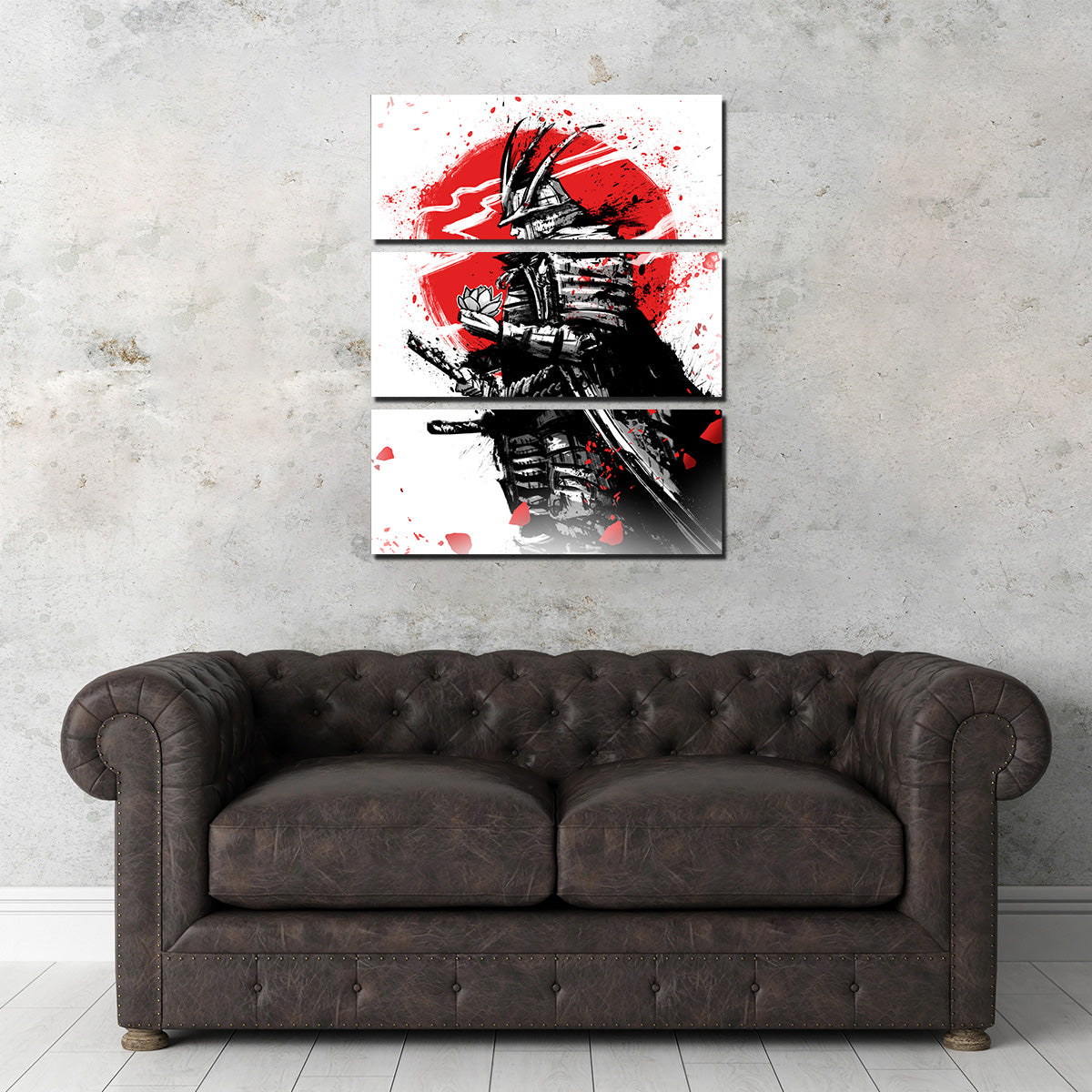 Samurai in Armor and Helmet Wall Art