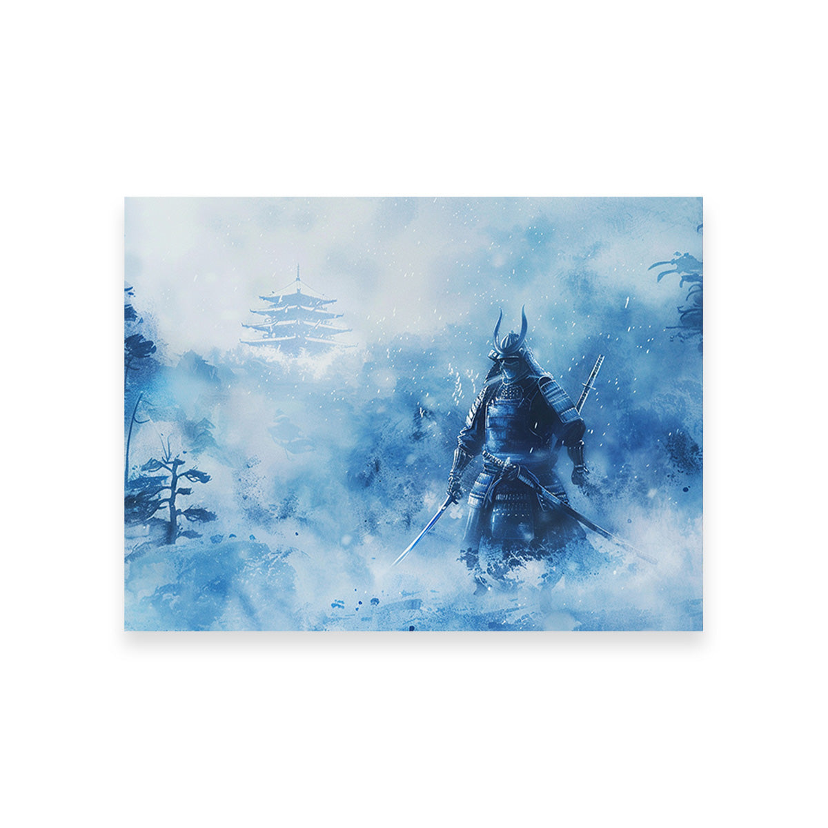 Samurai Misty Winter Forest Wall Art