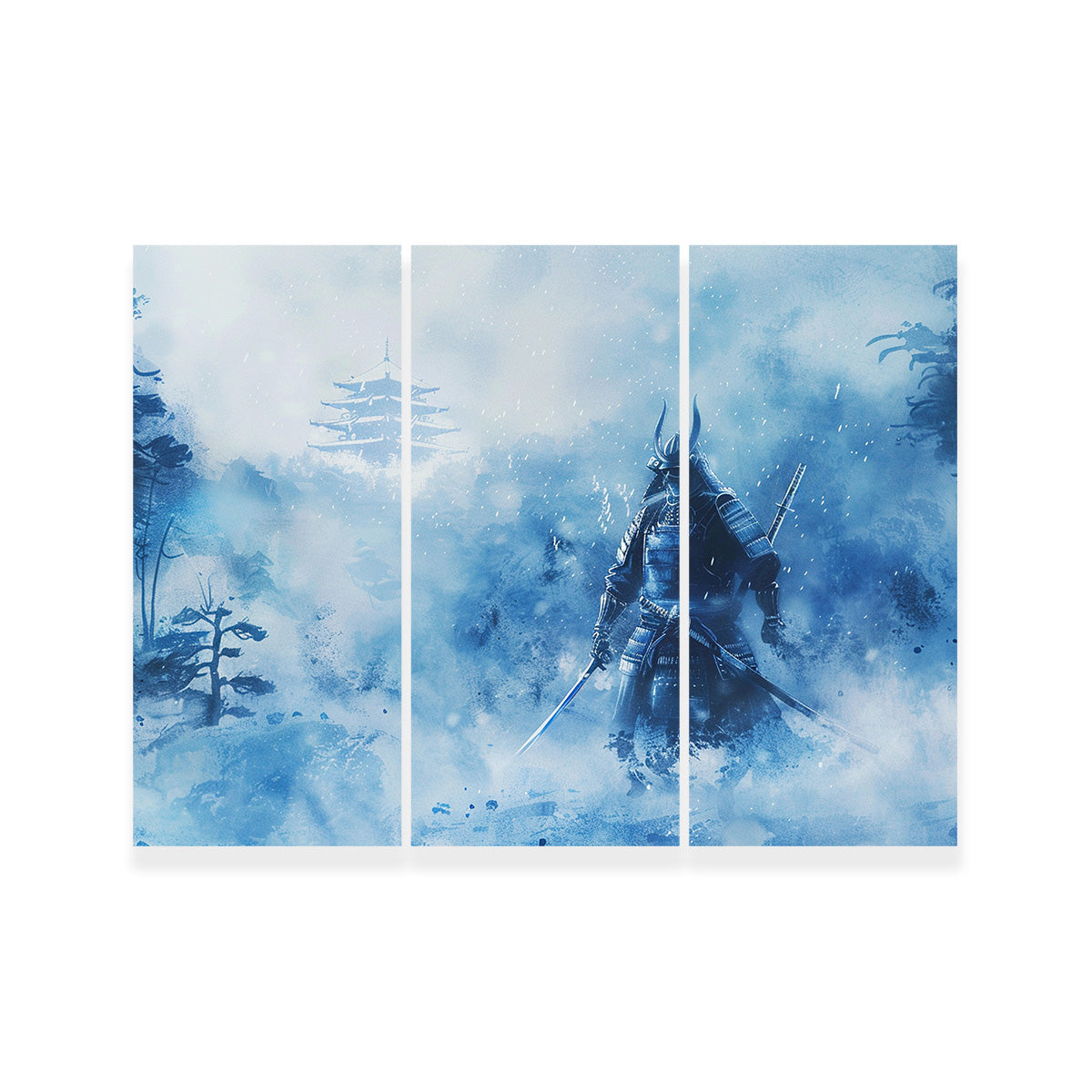 Samurai Misty Winter Forest Wall Art