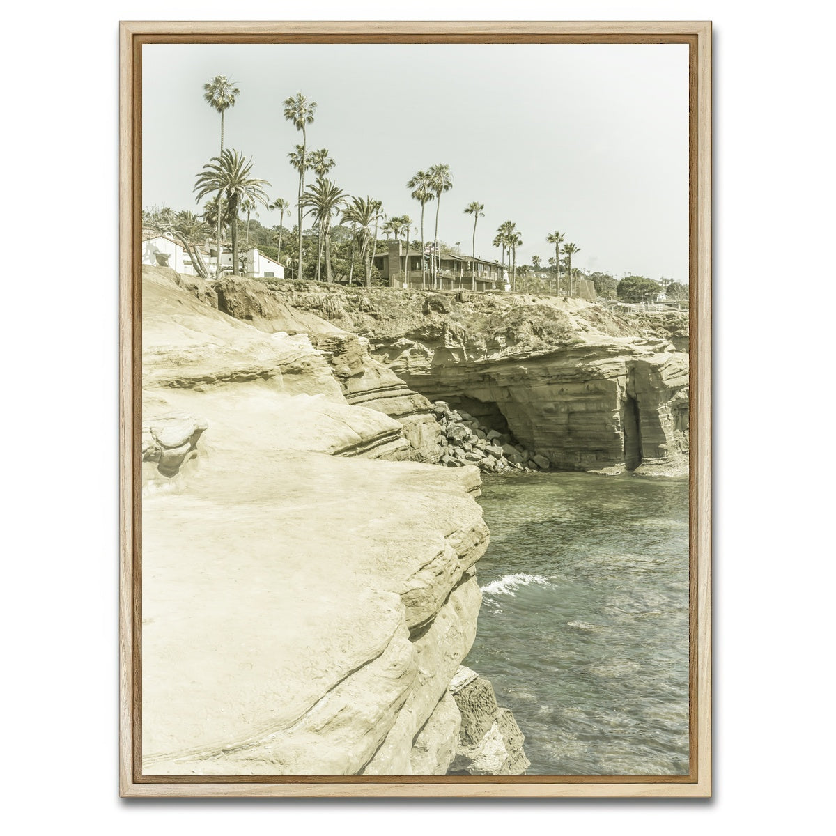 AUTO-MOCKUP WHITE | San Diego Sunset Cliffs | 1 Piece | Natural Framed Canvas | group=3x4