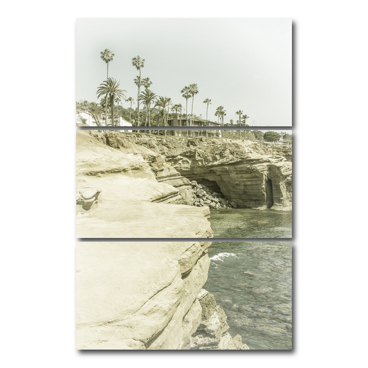 AUTO-MOCKUP WHITE | San Diego Sunset Cliffs | 3 Piece | Gallery Wrap Canvas | group=12x24_stacked