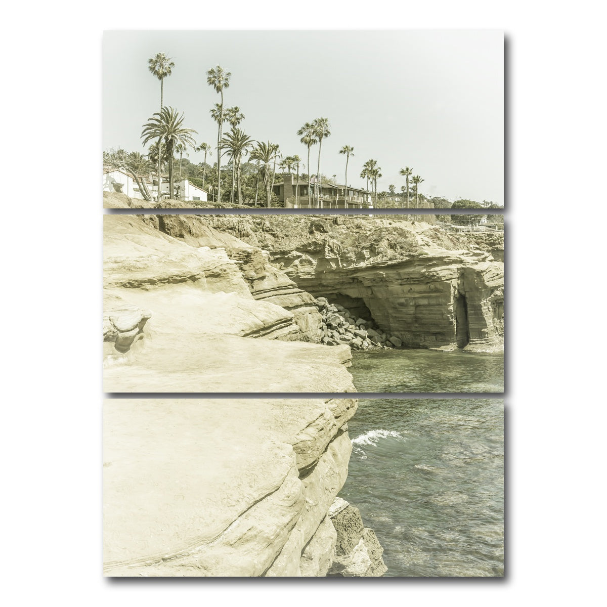 AUTO-MOCKUP WHITE | San Diego Sunset Cliffs | 3 Piece | Gallery Wrap Canvas | group=8x18_stacked