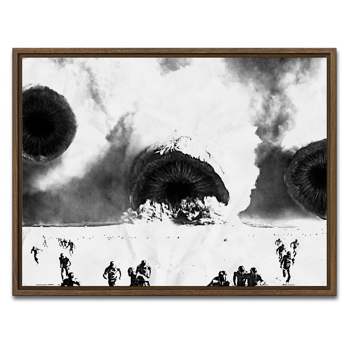 AUTO-MOCKUP WHITE | Sandworms - Dune Grayscale | 1 Piece | Walnut Framed Canvas | group=4x3