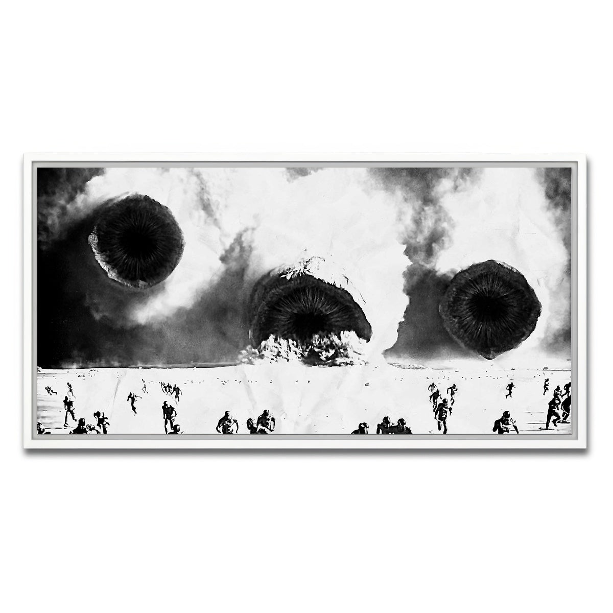 AUTO-MOCKUP WHITE | Sandworms - Dune Grayscale | 1 Piece | White Framed Canvas | group=2x1