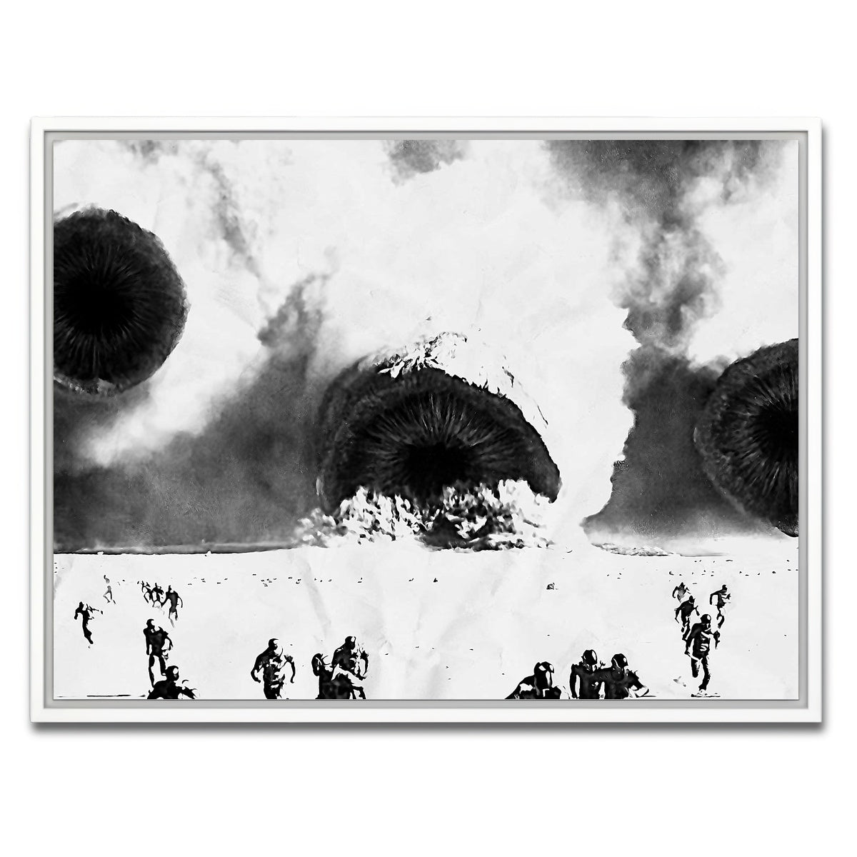 AUTO-MOCKUP WHITE | Sandworms - Dune Grayscale | 1 Piece | White Framed Canvas | group=4x3