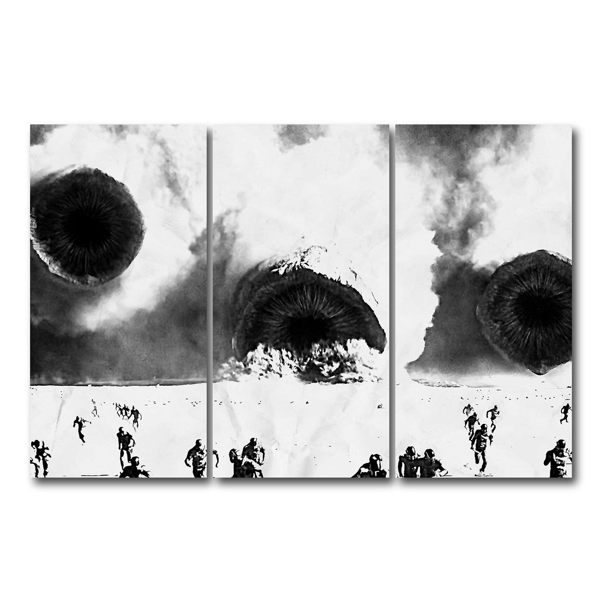AUTO-MOCKUP WHITE | Sandworms - Dune Grayscale | 3 Piece | Gallery Wrap Canvas | group=12x24