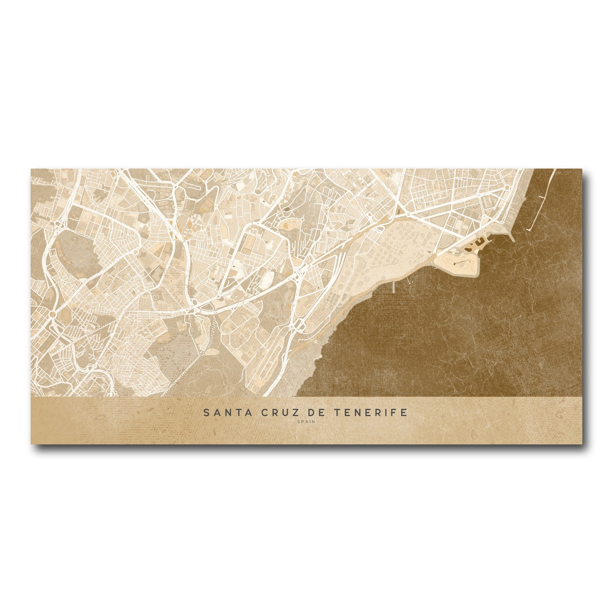 AUTO-MOCKUP WHITE | Santa Cruz De Tenerife Map | 1 Piece | Gallery Wrap Canvas | group=2x1