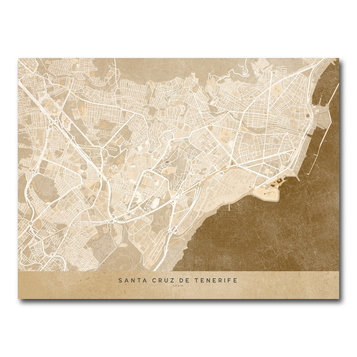 AUTO-MOCKUP WHITE | Santa Cruz De Tenerife Map | 1 Piece | Gallery Wrap Canvas | group=4x3