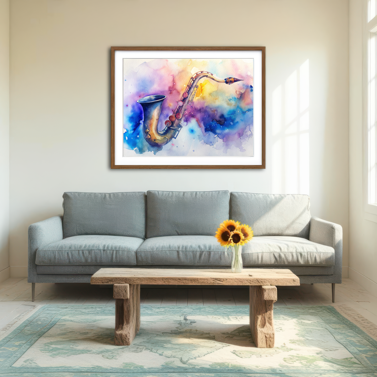 AUTO-MOCKUP ROOM | Saxophone Watercolor Wall Art