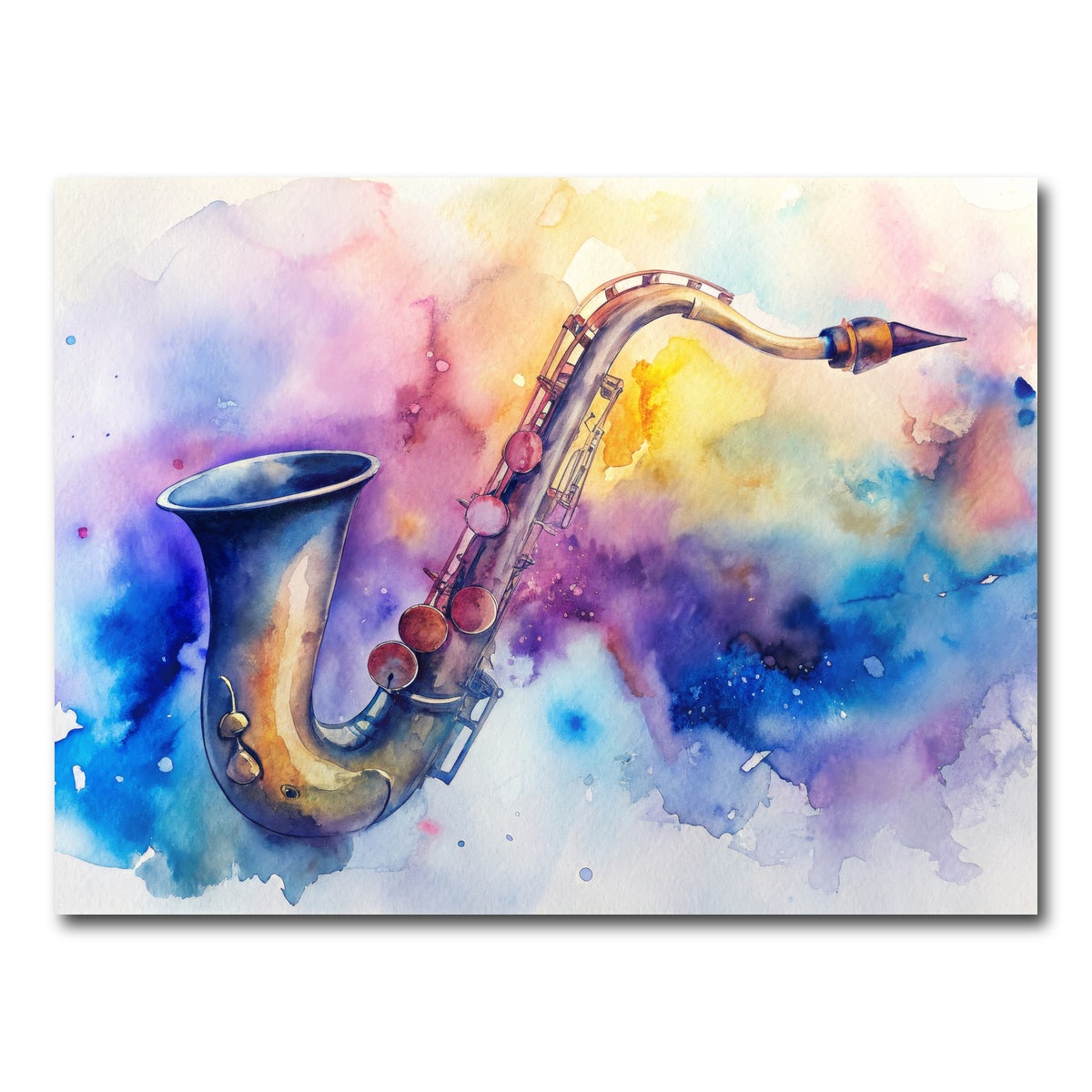 AUTO-MOCKUP WHITE | Saxophone Watercolor | 1 Piece | Gallery Wrap Canvas | group=4x3